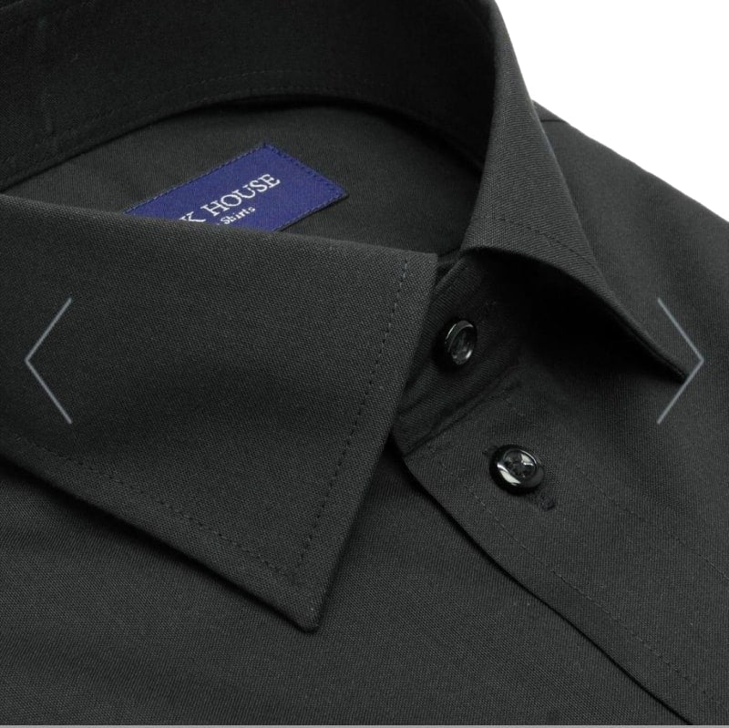 Tokyo Shirts Wrinkle-Free Wide Collar Long Sleeve Shirt Black