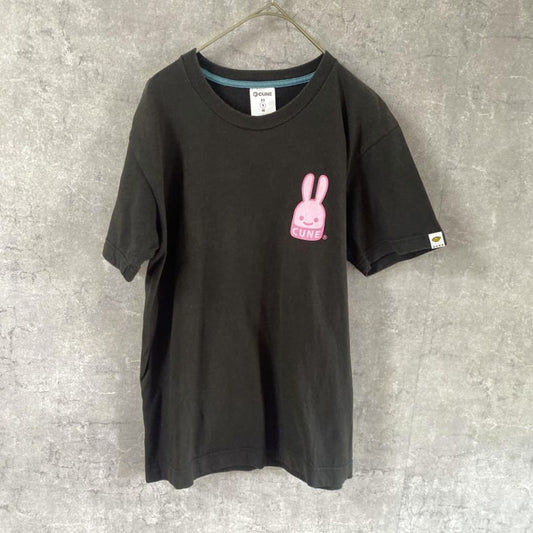 CUNE Black T-Shirt Rabbit Print Men's S Size