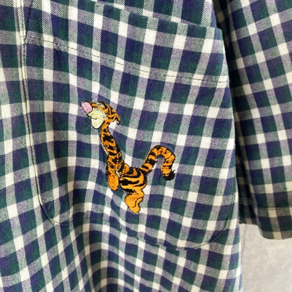 Disney Check Pattern Short Sleeve Shirt With Tigger Embroidery Size M