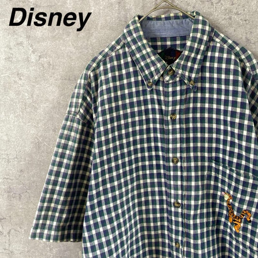 Disney Check Pattern Short Sleeve Shirt With Tigger Embroidery Size M