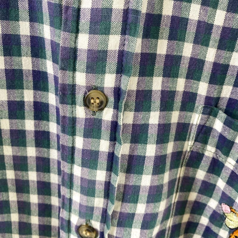 Disney Check Pattern Short Sleeve Shirt With Tigger Embroidery Size M