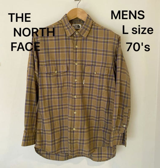 The North Face Men's Long Sleeve Check Shirt L Brown 70's