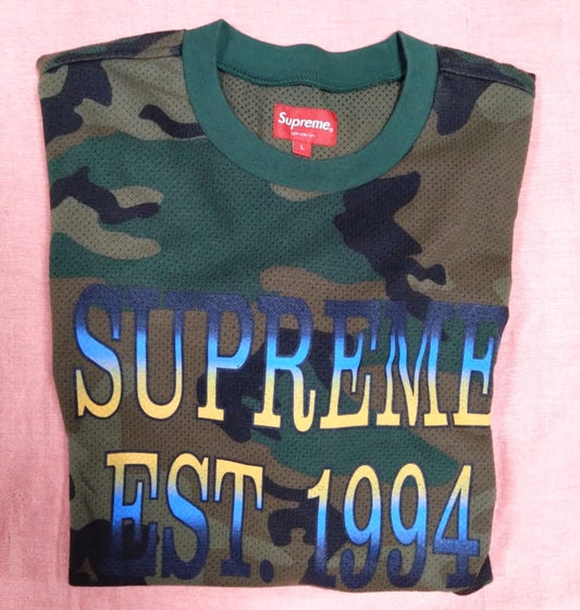 Supreme Short Sleeve Mesh T-Shirt Khaki Camouflage L