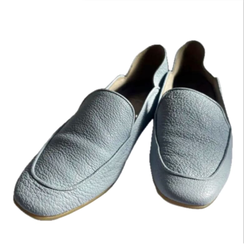 Ginza Kanematsu Leather Loafers Light Blue 24.5cm