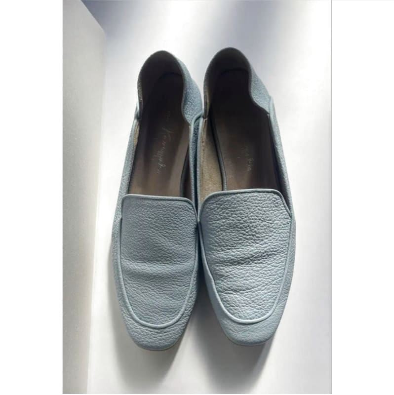 Ginza Kanematsu Leather Loafers Light Blue 24.5cm