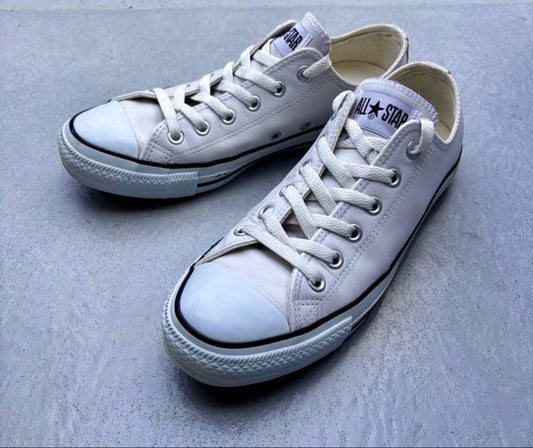 White Leather Converse All Star Low Cut 26.5cm