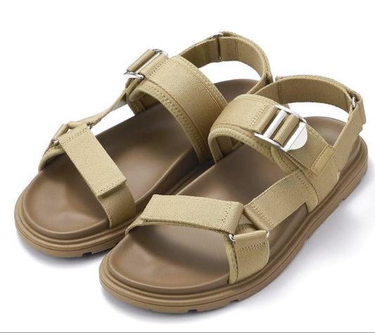 GU Metal Buckle Tape Sandals Beige 28cm