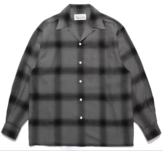 Open Collar Ombre Check Shirt L