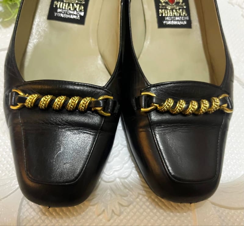 Mihama Black Square Toe Pumps 23.5cm