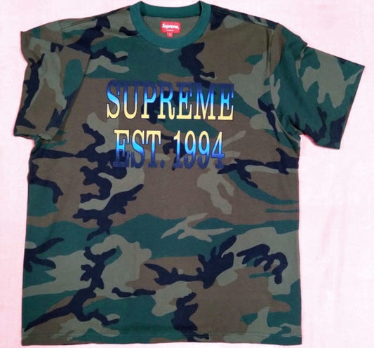 Supreme Short Sleeve Mesh T-Shirt Khaki Camouflage L