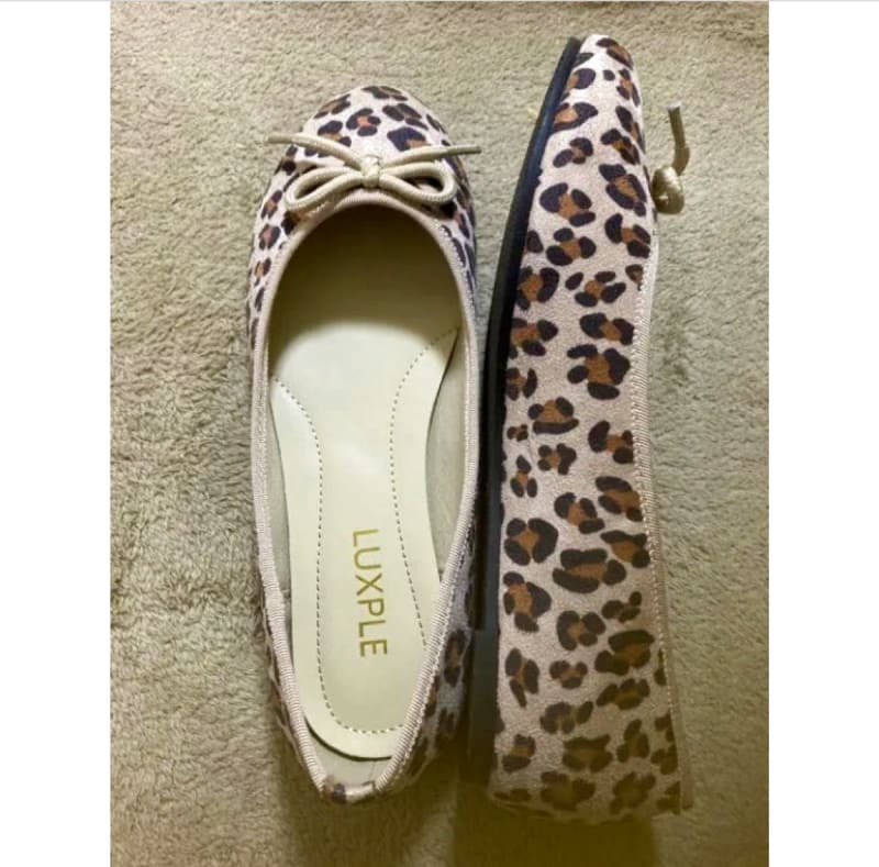 LUXPLE Flat Shoes 23.5cm Leopard Print