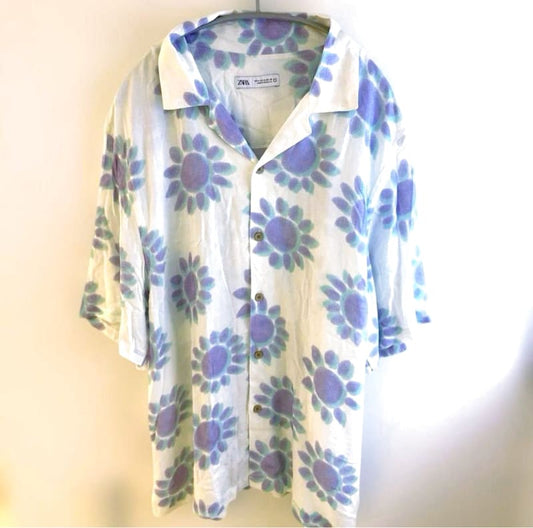 Zara Rayon Short Sleeve Shirt Size M