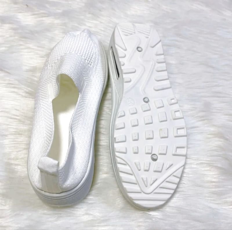 Women's Sneakers White Thick Sole Slip-On 23.5cm