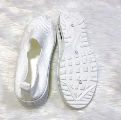Women's Sneakers White Thick Sole Slip-On 23.5cm