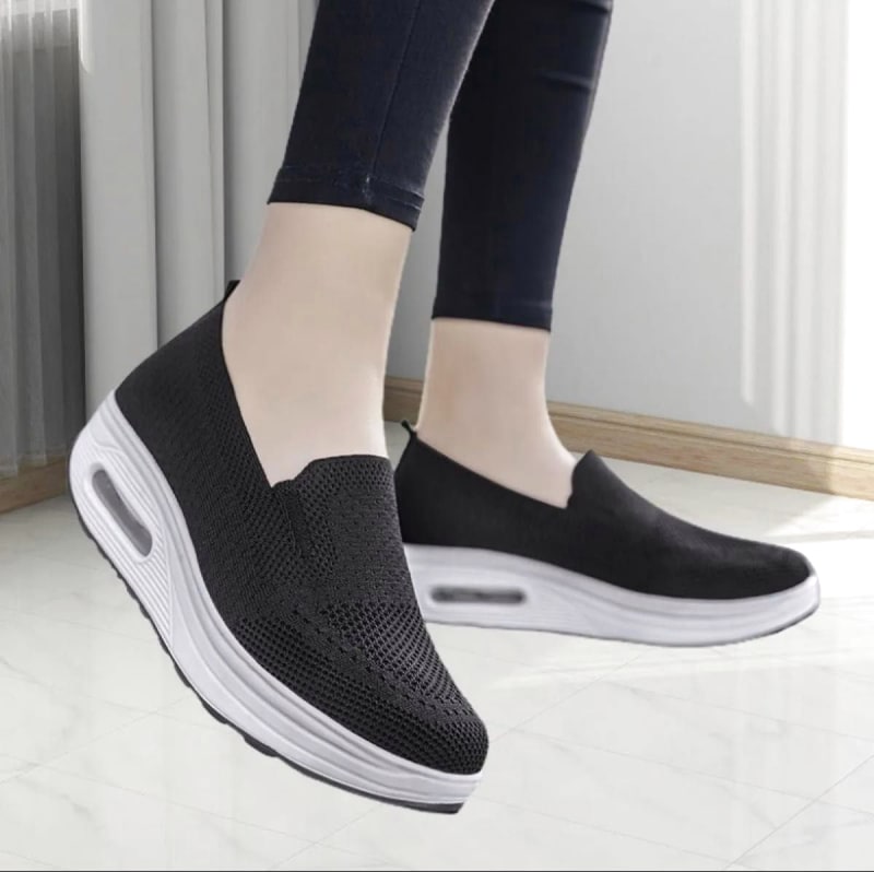 Women's Sneakers White Thick Sole Slip-On 23.5cm