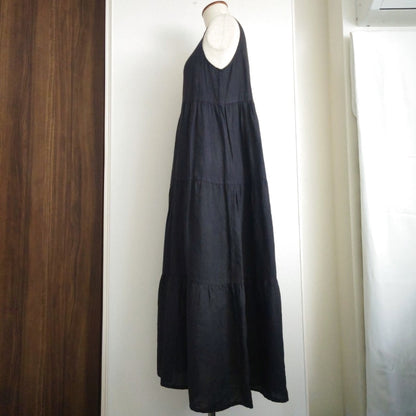 O Neil of Dublin Pinafore Dress in Linen Tiered Maxi Style