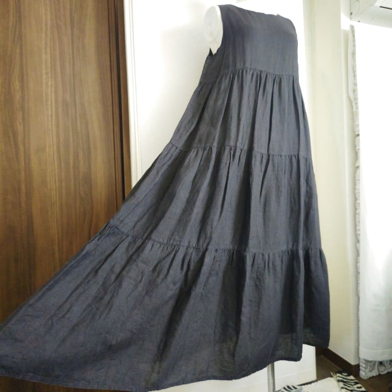 O Neil of Dublin Pinafore Dress in Linen Tiered Maxi Style