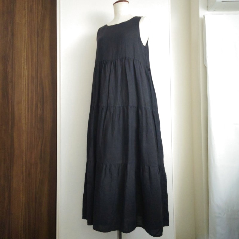 O Neil of Dublin Pinafore Dress in Linen Tiered Maxi Style