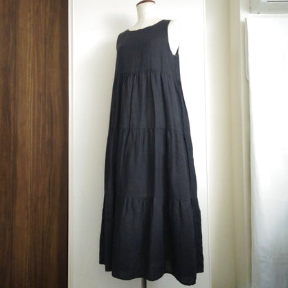 O Neil of Dublin Pinafore Dress in Linen Tiered Maxi Style