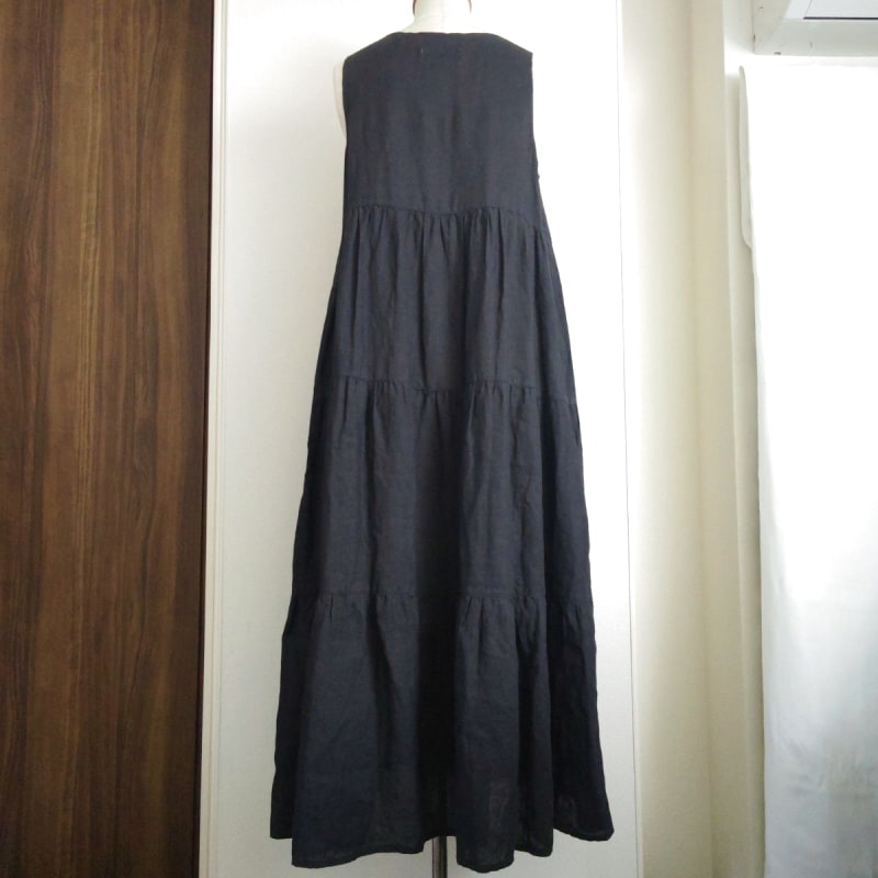 O Neil of Dublin Pinafore Dress in Linen Tiered Maxi Style