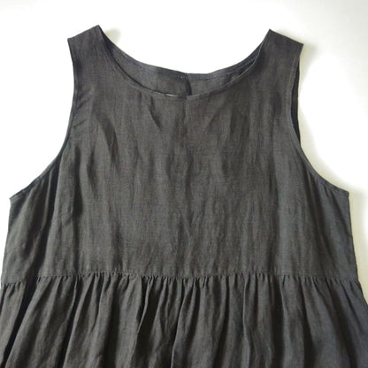 O Neil of Dublin Pinafore Dress in Linen Tiered Maxi Style