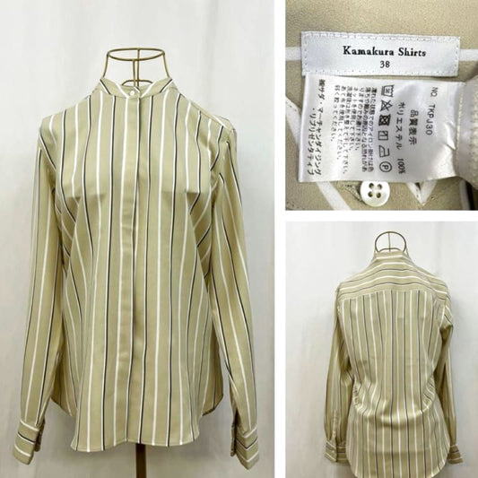 Kamakura Shirts Band Collar Long Sleeve Blouse Size 38