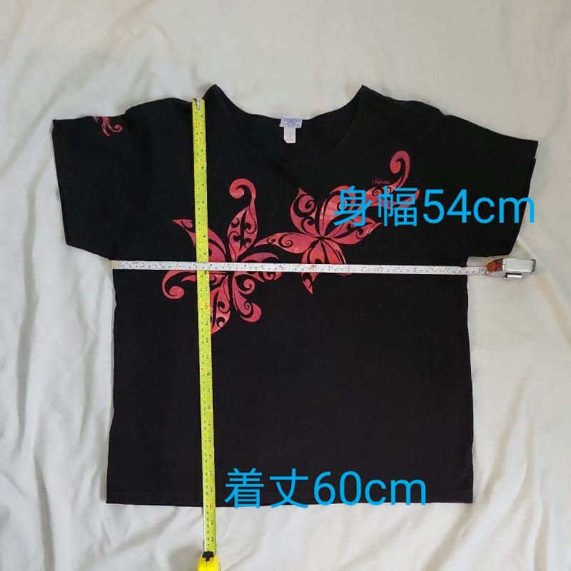 Crazy Shirts Hibiscus Pattern T-Shirt Black Pink L
