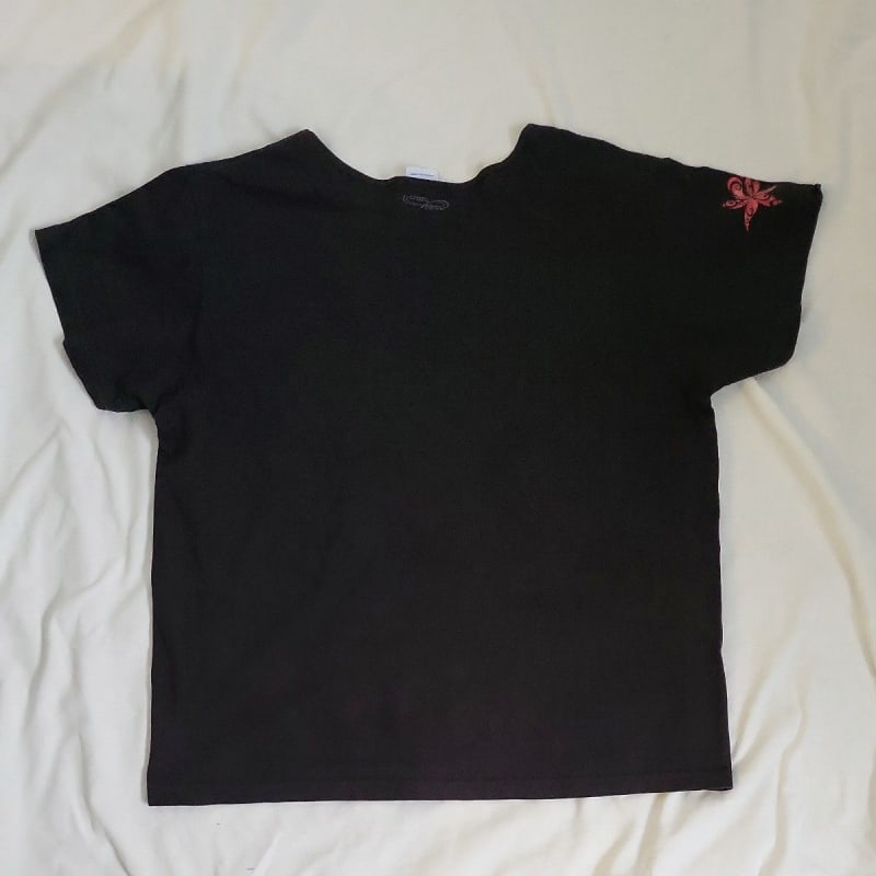 Crazy Shirts Hibiscus Pattern T-Shirt Black Pink L