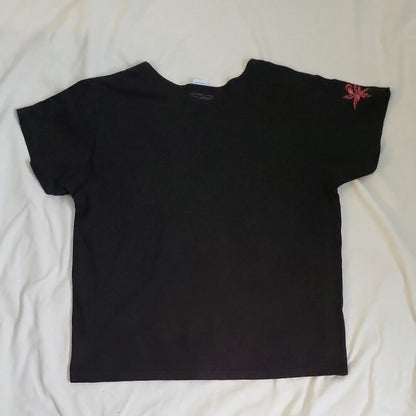 Crazy Shirts Hibiscus Pattern T-Shirt Black Pink L