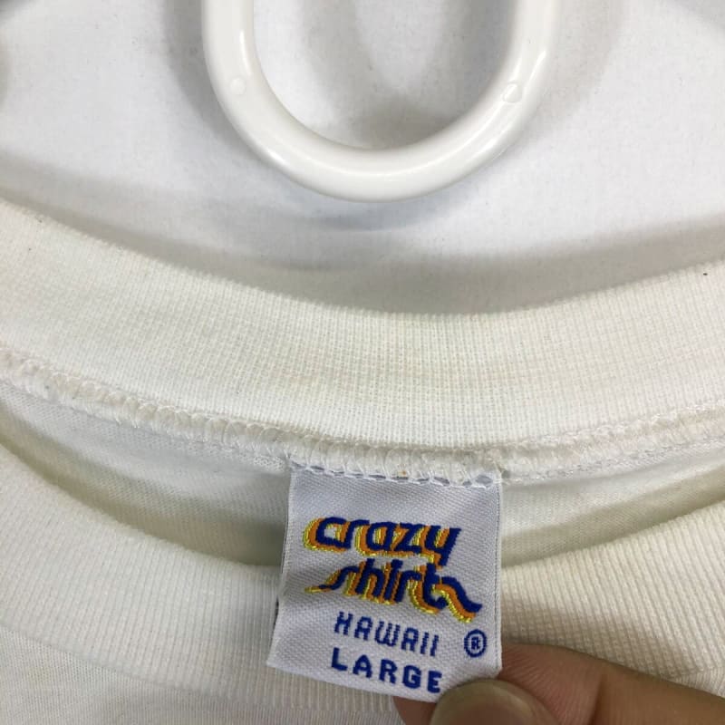 90s USA Made Crazy Shirts Short Sleeve T-Shirt White L