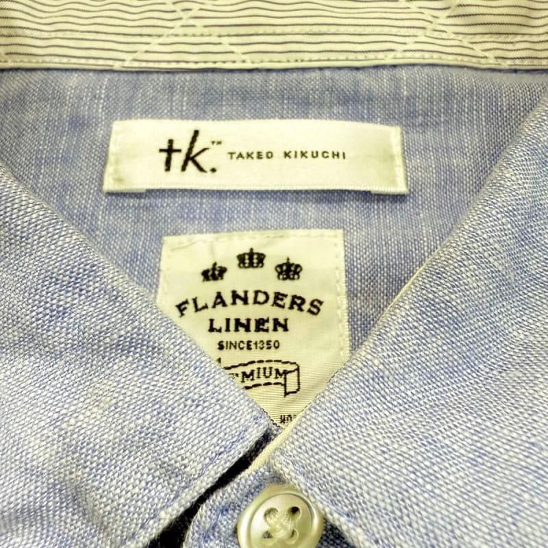 Takeo Kikuchi Linen Shirt with Faux Leather Detail