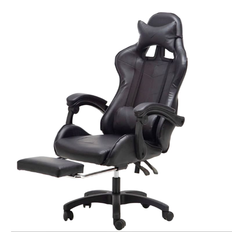 Latest Model Gaming Chair With Ottoman Footrest Black