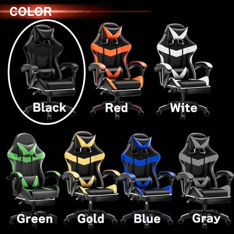 Latest Model Gaming Chair With Ottoman Footrest Black