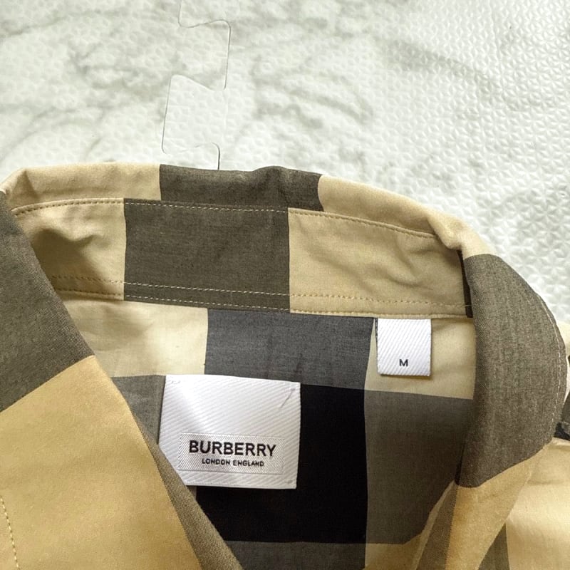 Burberry Long Sleeve Shirt M Beige Brown Check