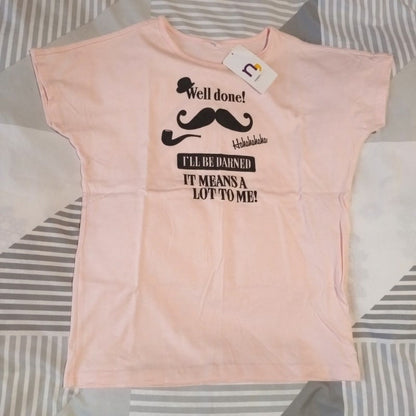 nissen Women's T-Shirt with Mustache Print New S
