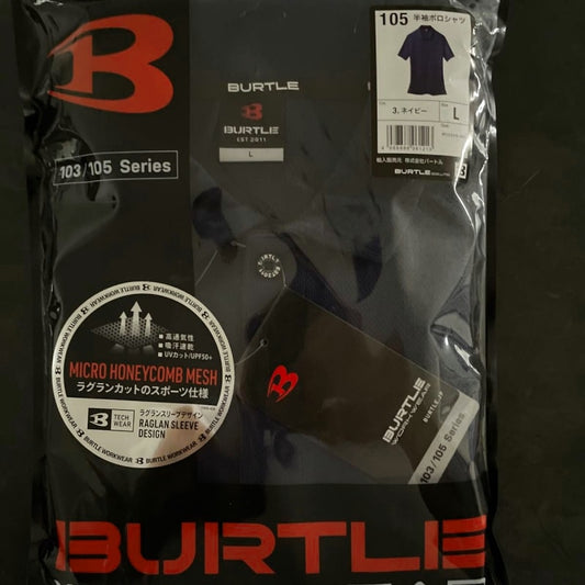 Burtle 105 Short Sleeve Polo Shirt Micro Honeycomb Mesh Navy L Size