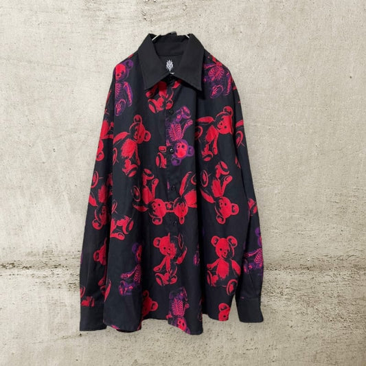 DrugHoney Skeleton Teddy Print Shirt Free Size