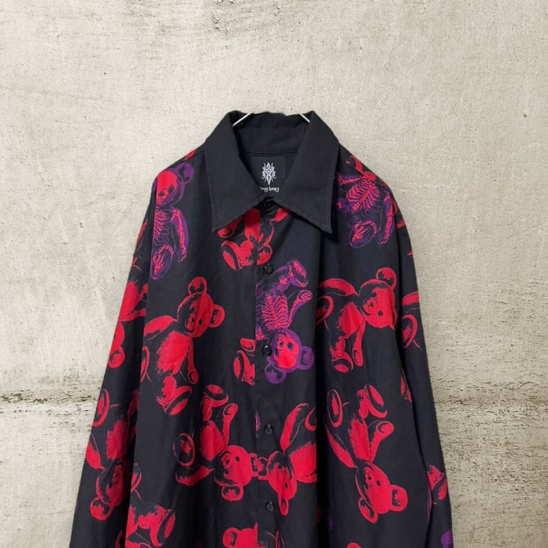 DrugHoney Skeleton Teddy Print Shirt Free Size