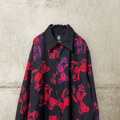 DrugHoney Skeleton Teddy Print Shirt Free Size