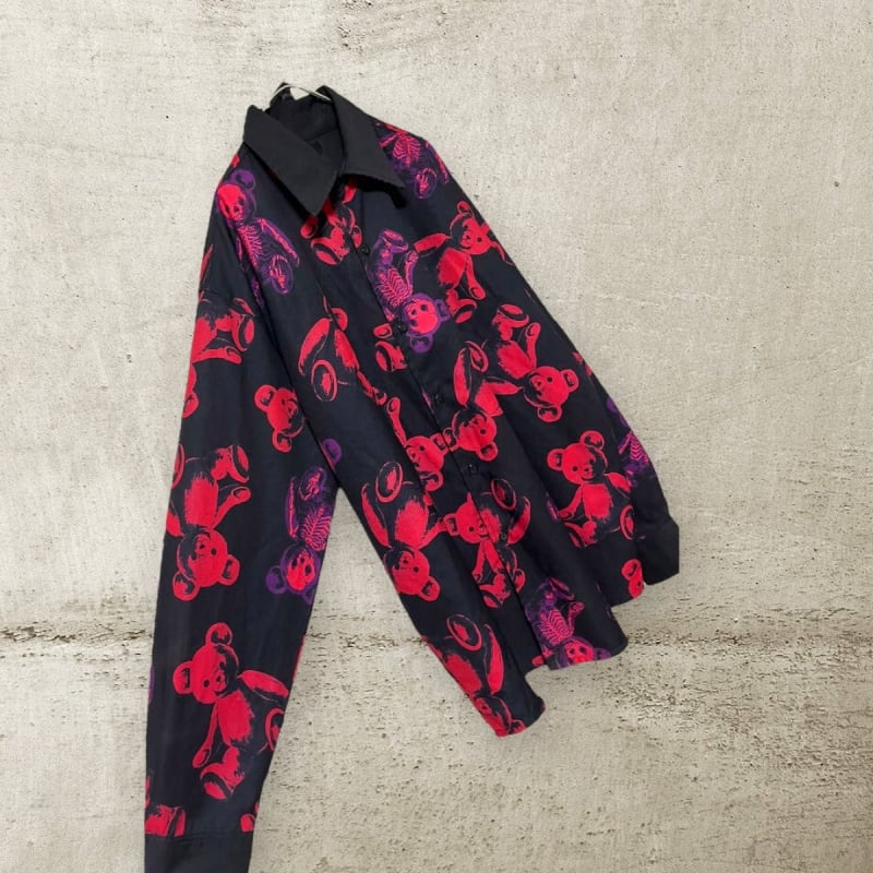 DrugHoney Skeleton Teddy Print Shirt Free Size
