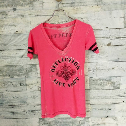 Printed V-Neck T-Shirt Size S