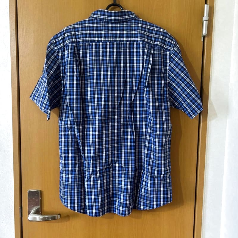 Eddie Bauer Short Sleeve Check Shirt Men's L Blue