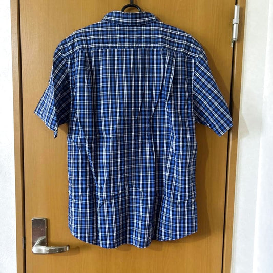 Eddie Bauer Short Sleeve Check Shirt Men's L Blue