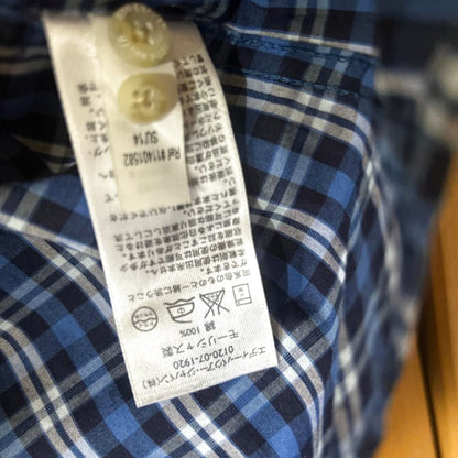Eddie Bauer Short Sleeve Check Shirt Men's L Blue