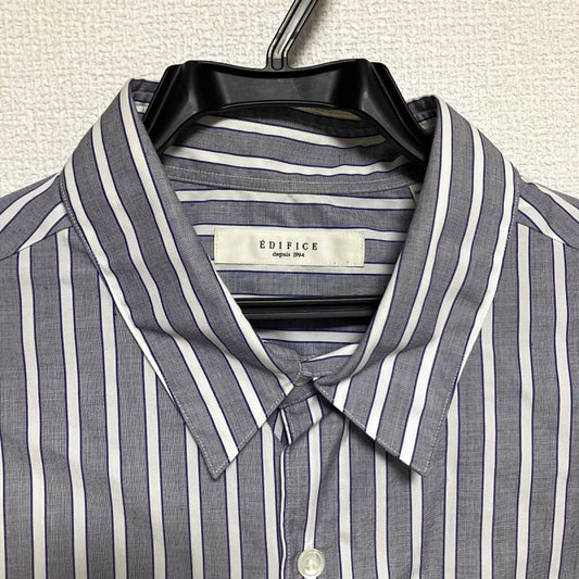 New Edifice Shirt Men's Stripe Blue L