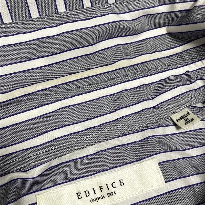 New Edifice Shirt Men's Stripe Blue L