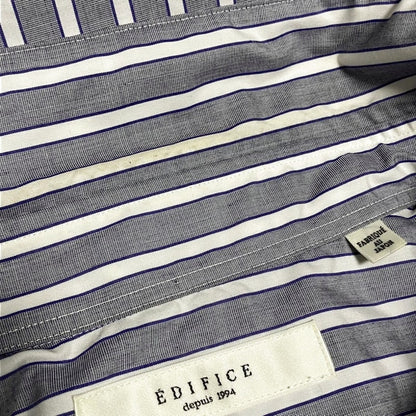 New Edifice Shirt Men's Stripe Blue L