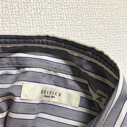 New Edifice Shirt Men's Stripe Blue L