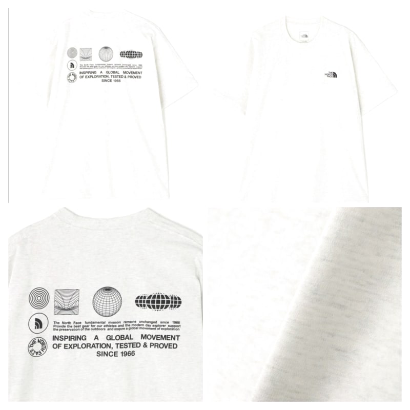 The North Face Globe Grid Cotton Tee L Size White Gray