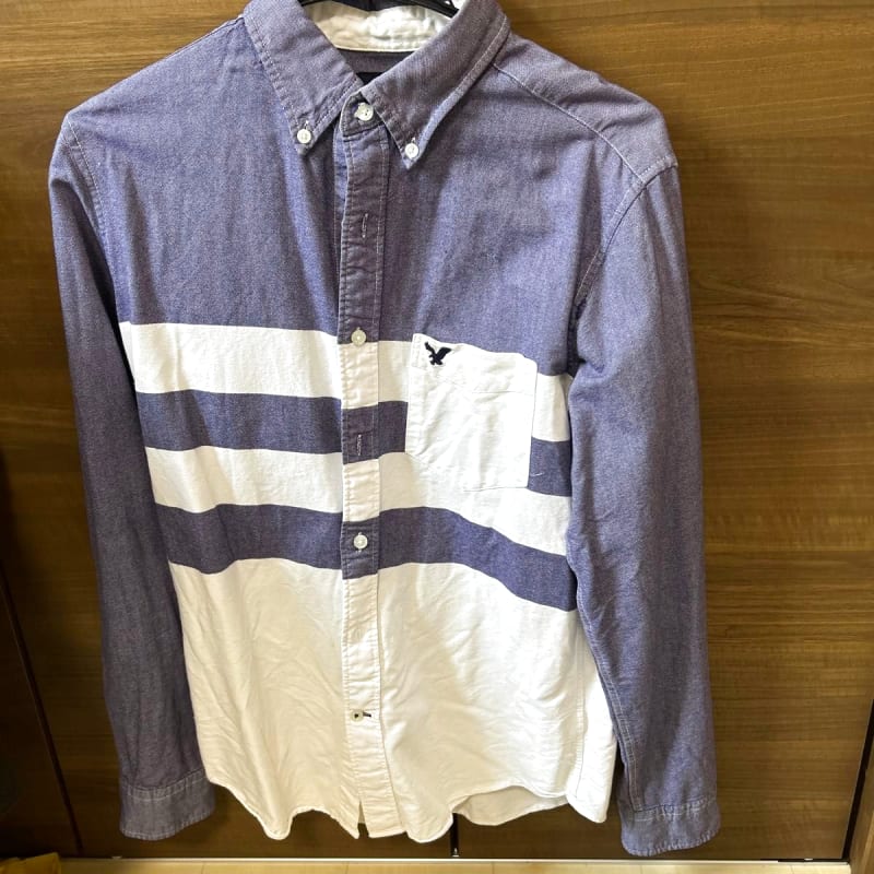 American Eagle Long Sleeve Shirt Blue Stripe